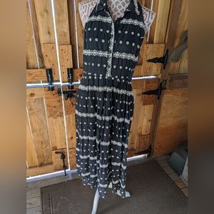 Anthropologie Eva Franco black White duskstripe maxi size 12 Cottagecore Boho